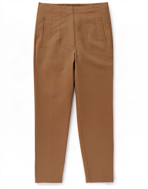 Zara Mujer Pantalón De Traje Cónico De Talle Alto XS W24 L26 Poliéster Beige