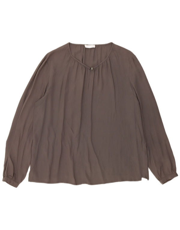 Diana Gallesi Blusa de manga larga para mujer UK 40 XL Acetato gris