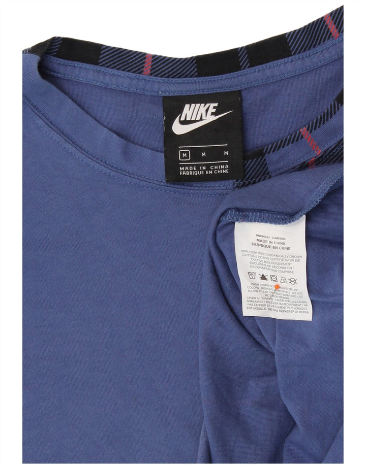 NIKE Top gráfico extragrande de manga larga para mujer UK 44 Medium Blue Check