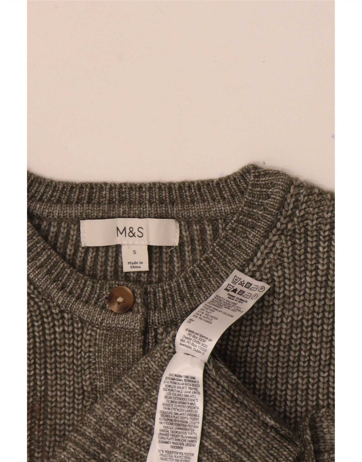 Marks & Spencer Suéter tipo cárdigan sin mangas para mujer UK 10 Small Grey