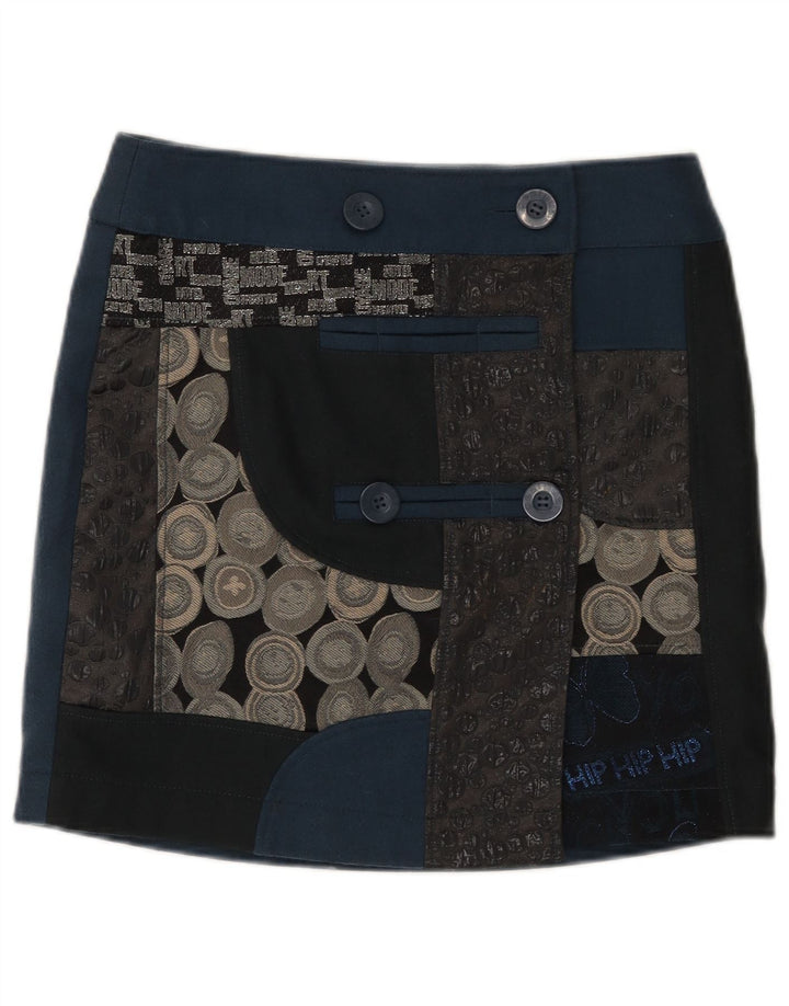 Desigual Falda Acampanada para Mujer EU 38 Medium W32 Azul Marino Geométrico