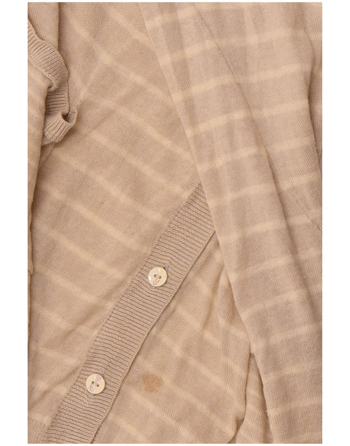 WHITE STUFF Suéter tipo cárdigan para mujer UK 40 Grande Lino a rayas beige