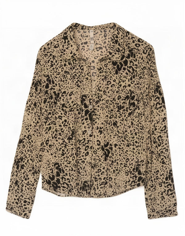 Zara Blusa Trafaluc para Mujer UK 10 Small Beige Animal Print Viscosa