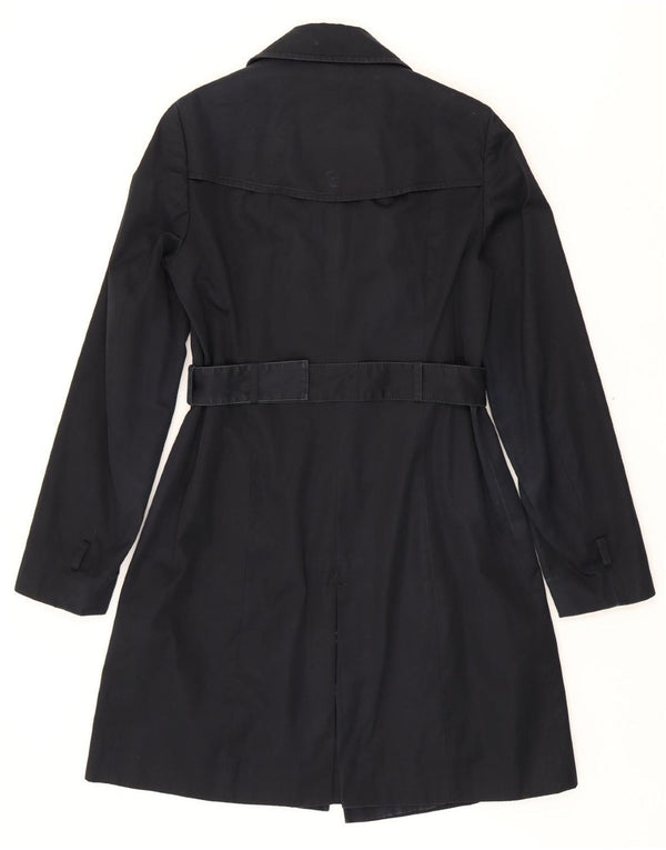 TOMMY HILFIGER Womens Trench Coat UK 14 Medium Navy Blue Cotton