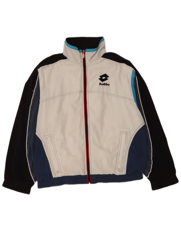 LOTTO Chaqueta de chándal para hombre ES 36/38 Small Blanco Colorblock Poliéster