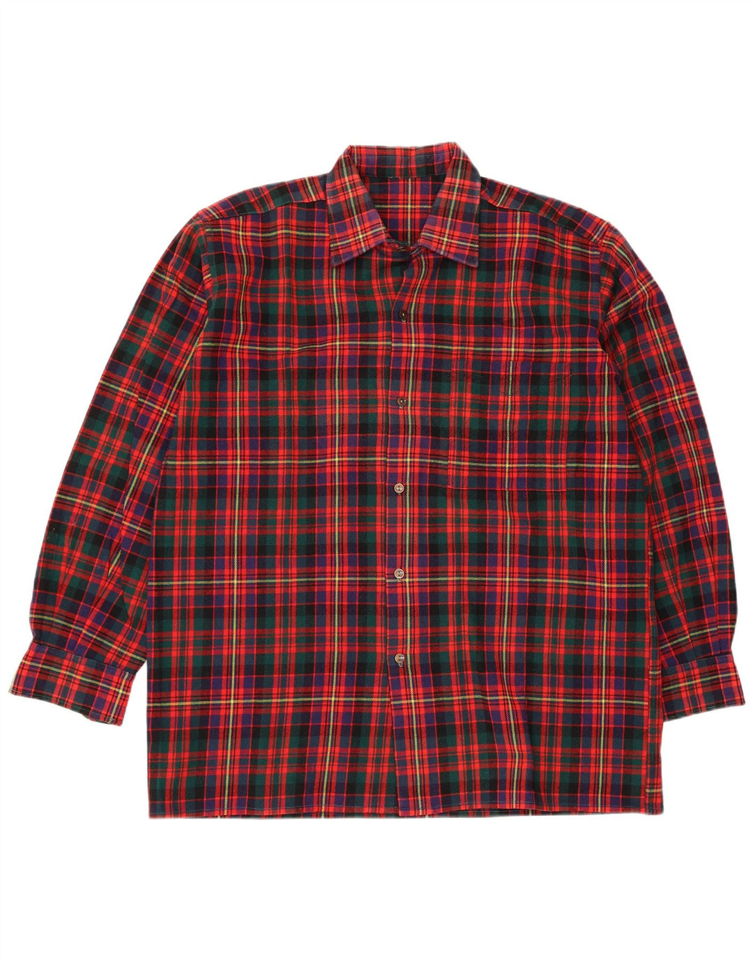 Camisa de franela vintage para hombre a cuadros rojos medianos