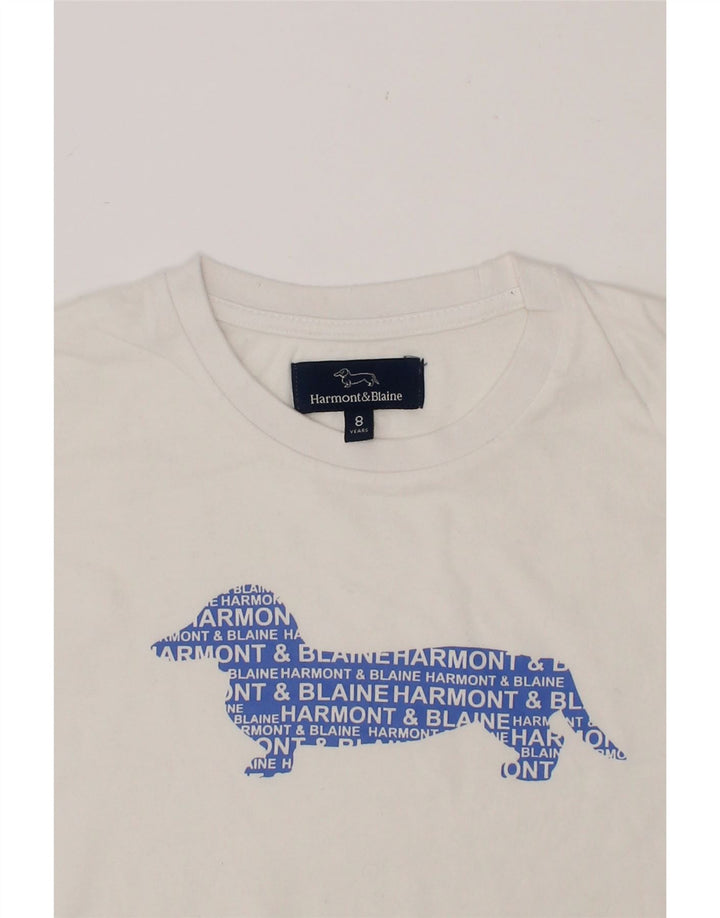 HARMONT & BLAINE Boys Graphic Top Long Sleeve 7-8 Years White Cotton Vintage Harmont & Blaine and Second-Hand Harmont & Blaine from Messina Hembry 