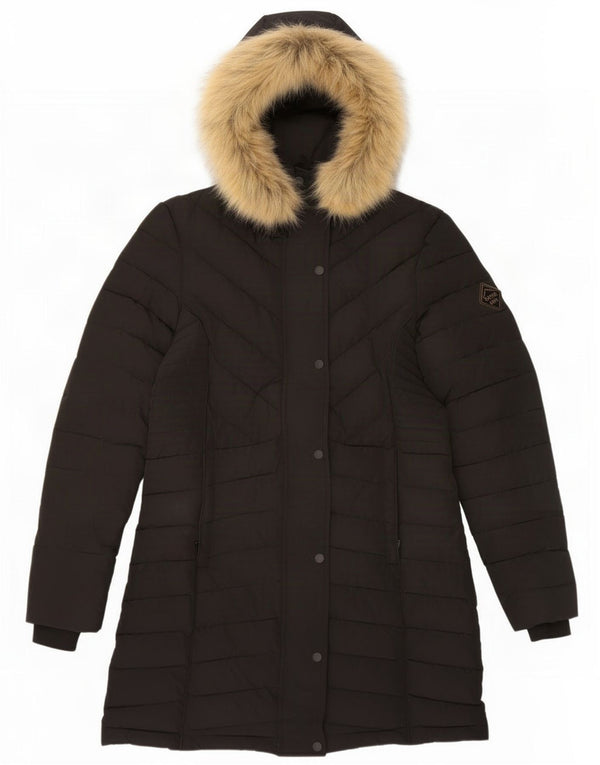 Superdry Abrigo acolchado con capucha para mujer UK 8 Small Black Poliéster