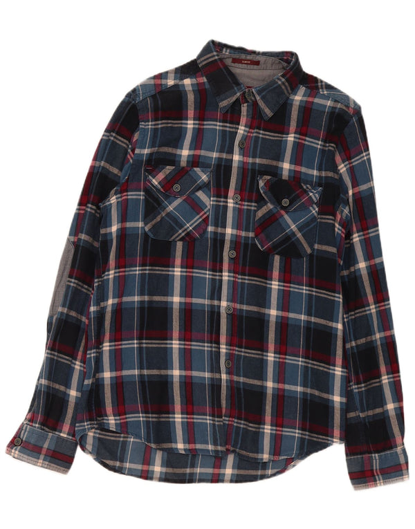 Marlboro Classics Camisa De Franela Slim Fit Para Hombre Cuadros Azul Marino Mediano