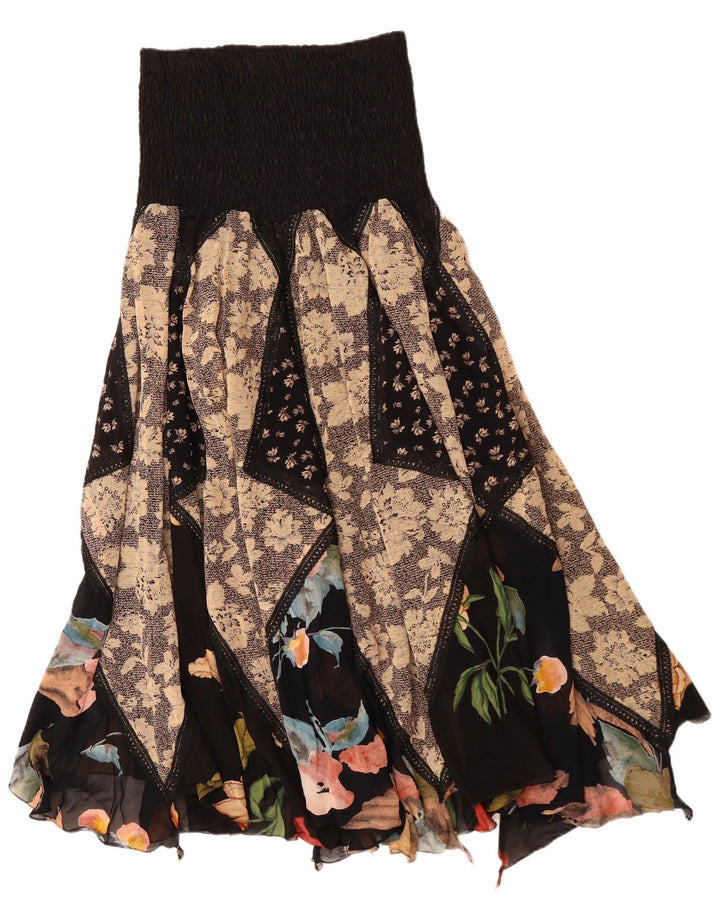 Falda gitana asimétrica vintage para mujer W30 patchwork multicolor medio