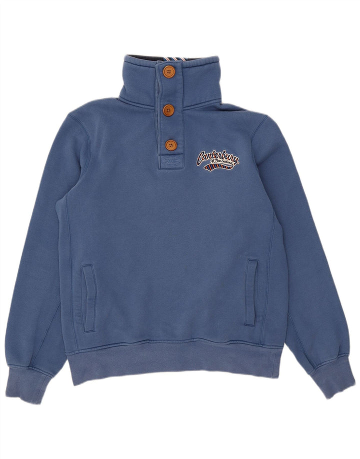 Canterbury - Sudadera con cuello y botones para hombre, jersey de algodón azul medio