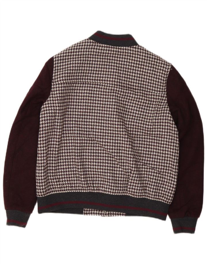 Zara Mujer Chaqueta Universitaria Extragrande UK 10 Small Brown Houndstooth