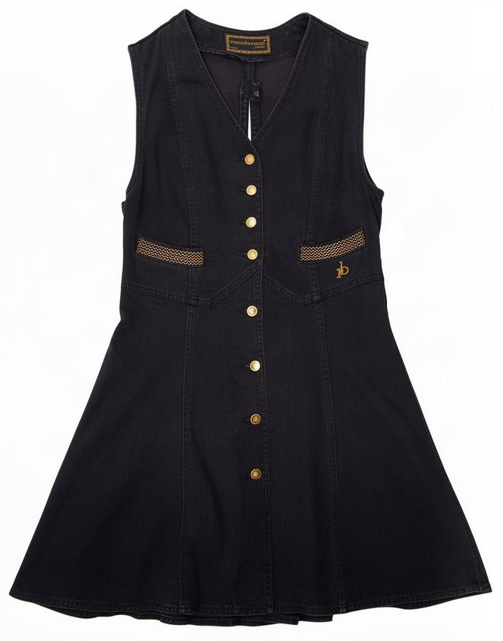 Roccobarocco Vestido Vaquero Sin Mangas IT 44 Medium Negro Algodón