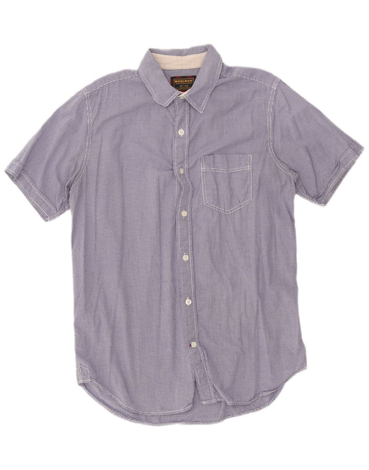 WOOLRICH Camisa Manga Corta Hombre XL Azul Marino Vichy