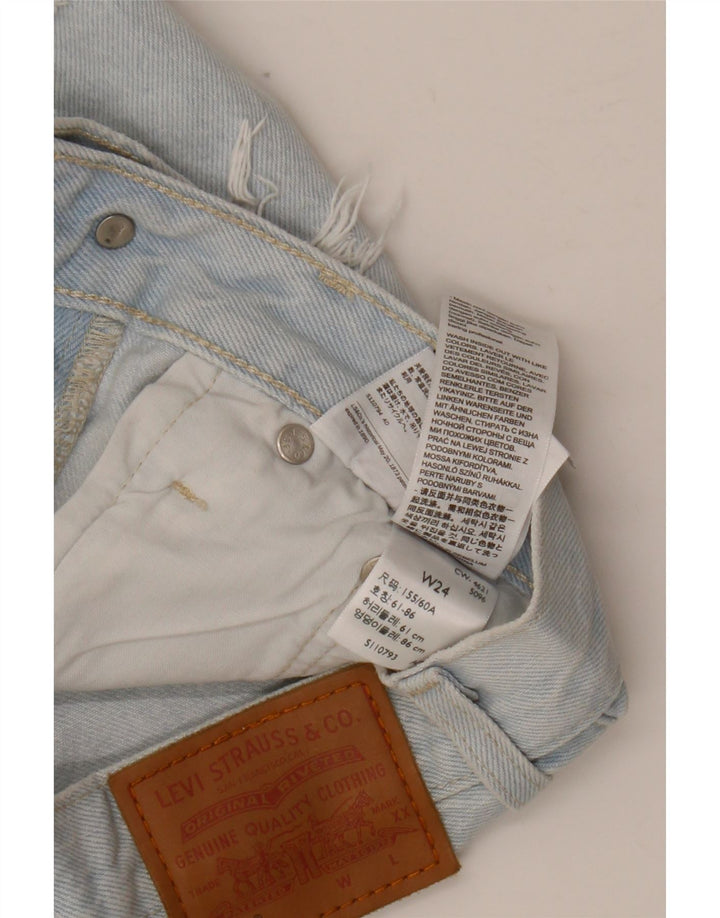LEVI'S Pantalones cortos vaqueros desgastados 501 para mujer W24 XS Algodón azul