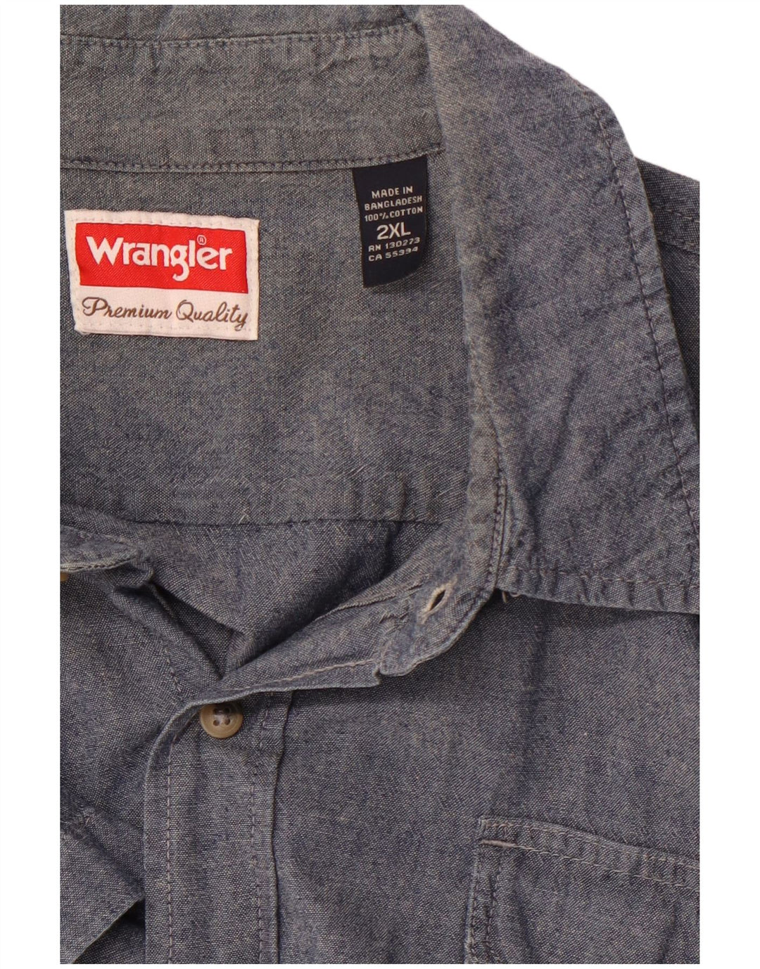 WRANGLER Camisa de manga corta para hombre 2XL Algodón azul