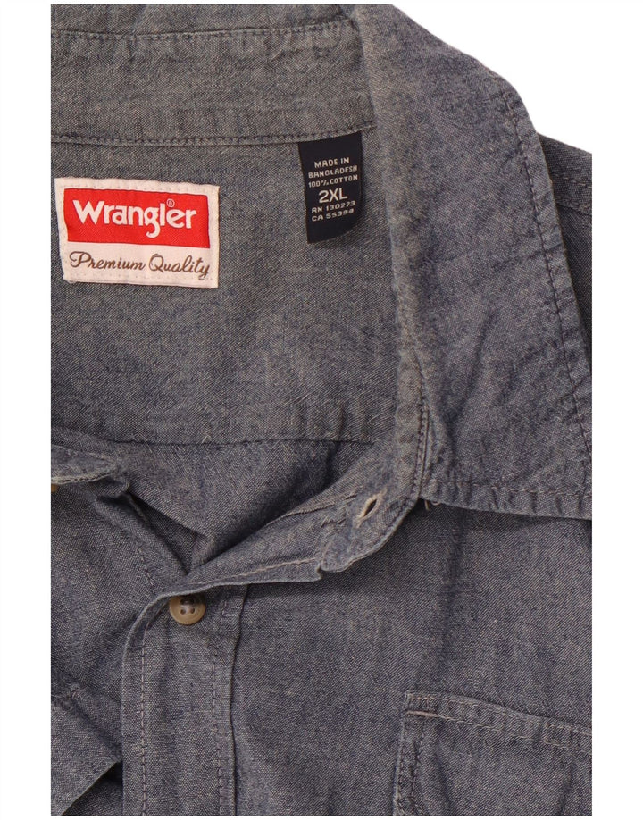 WRANGLER Camisa de manga corta para hombre 2XL Algodón azul