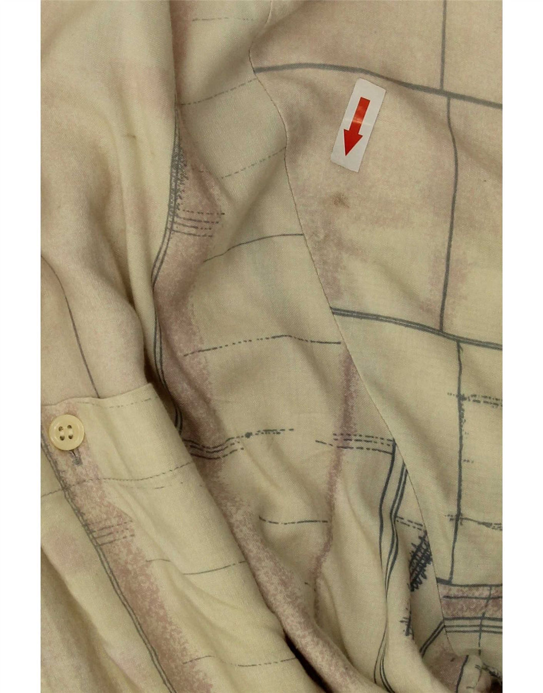 Camisa Vintage de Manga Corta para Hombre XL Beige