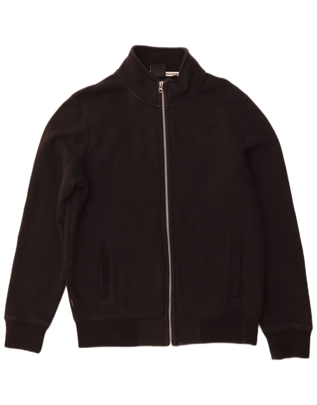 SUPERDRY Chaqueta de chándal para hombre, talla grande, algodón negro