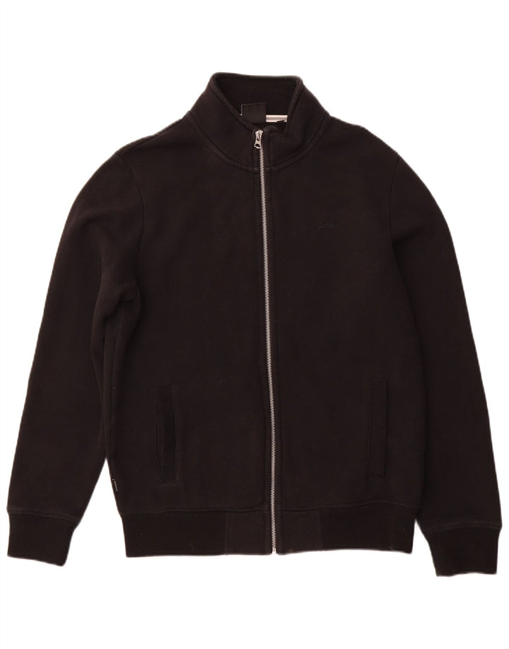 SUPERDRY Chaqueta de chándal para hombre, talla grande, algodón negro