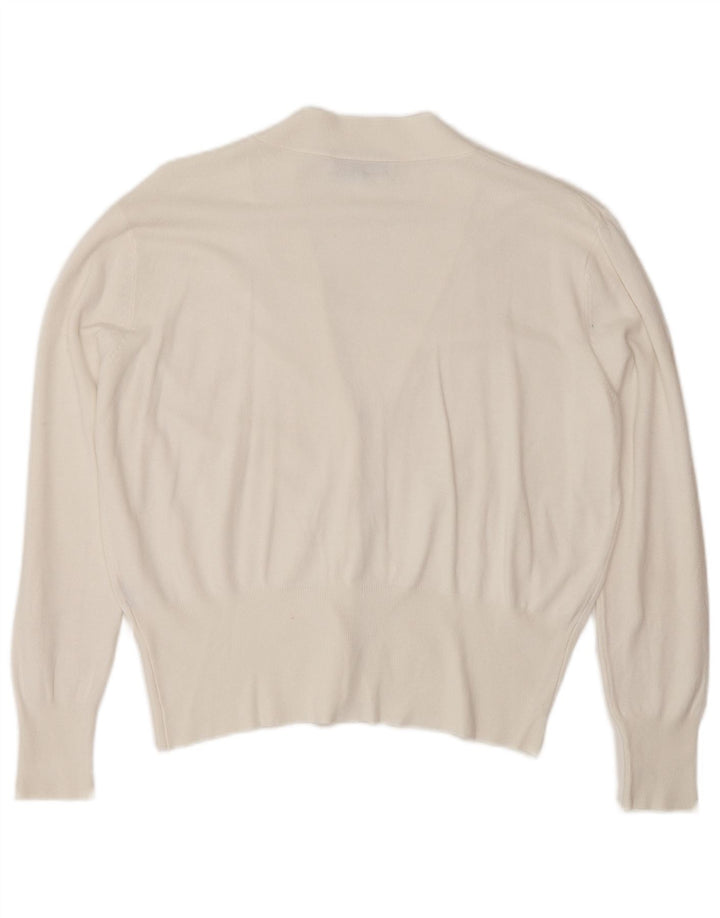 Zara Mujer Cárdigan Suéter UK 44 Medio Blanco