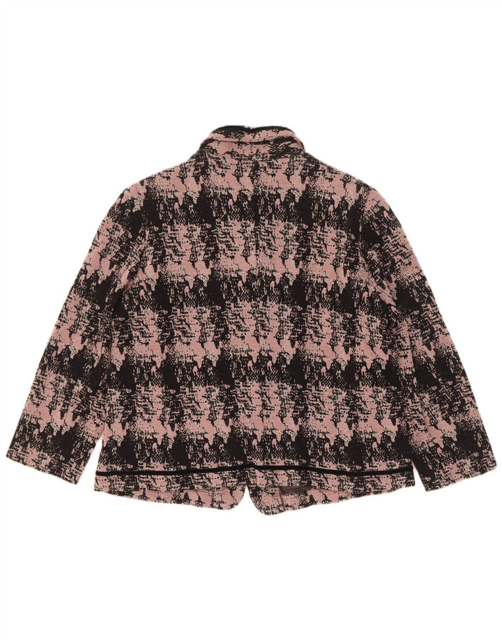 Domina Chaqueta Blazer de 5 Botones con Estampado Abstracto para Mujer IT 52 2XL Lana Rosa
