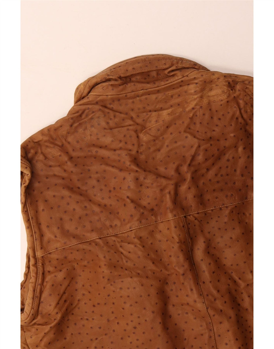 VINTAGE Chaleco de cuero para hombre IT 56 3XL Marrón manchado