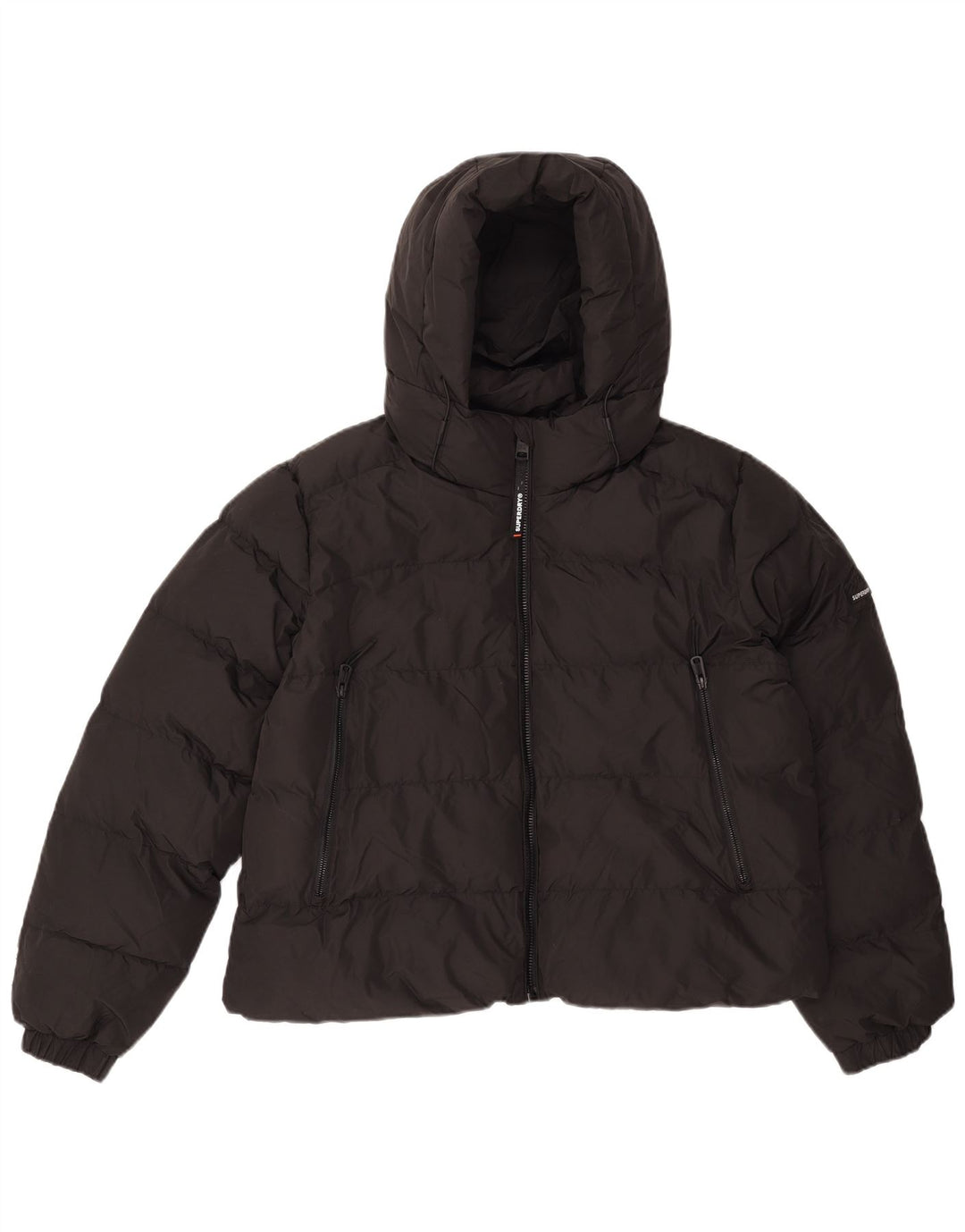 Superdry Chaqueta Acolchada Corta Con Capucha Para Mujer UK 46 Grande Poliéster Negro
