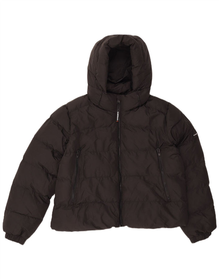 Superdry Chaqueta Acolchada Corta Con Capucha Para Mujer UK 46 Grande Poliéster Negro