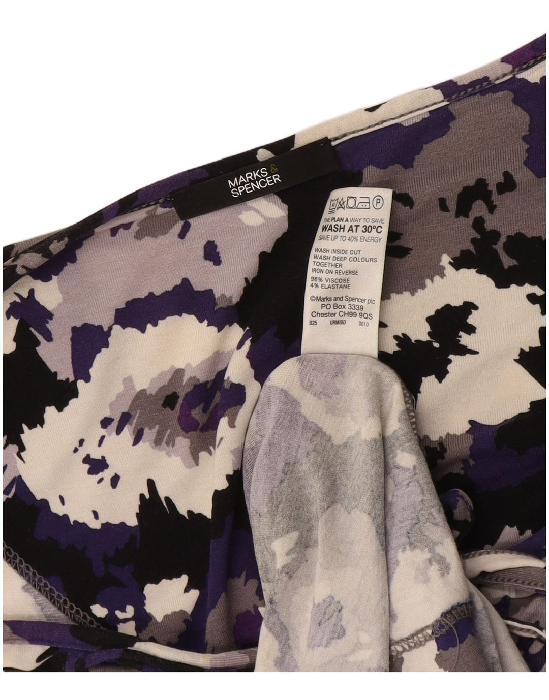 Marks & Spencer Vestido básico de manga 3/4 para mujer UK 46 Camuflaje morado grande