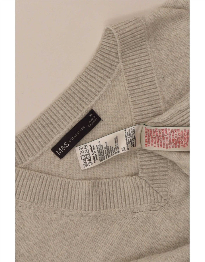 Marks & Spencer Suéter con cuello en V para hombre XL Poliéster gris