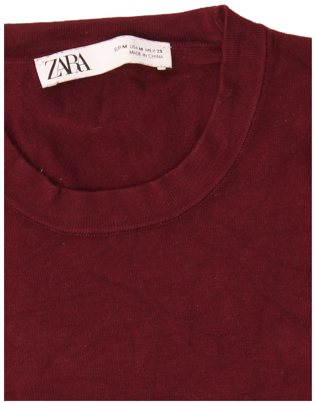 Zara - Jersey de cuello redondo para mujer, talla 40, talla M, color burdeos