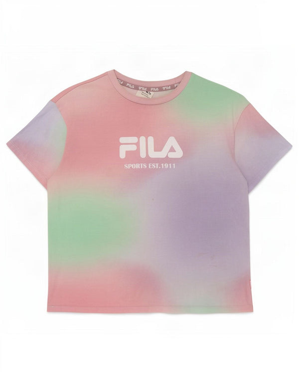 Fila Camiseta gráfica para mujer Top UK 6 XS Algodón teñido anudado multicolor