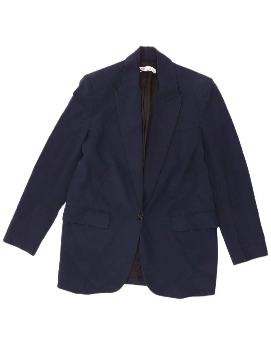 Zara Chaqueta Blazer De 1 Botón Para Mujer UK 6 XS Poliéster Azul Marino