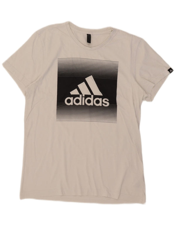 Adidas - Camiseta gráfica para hombre, talla mediana, algodón blanco