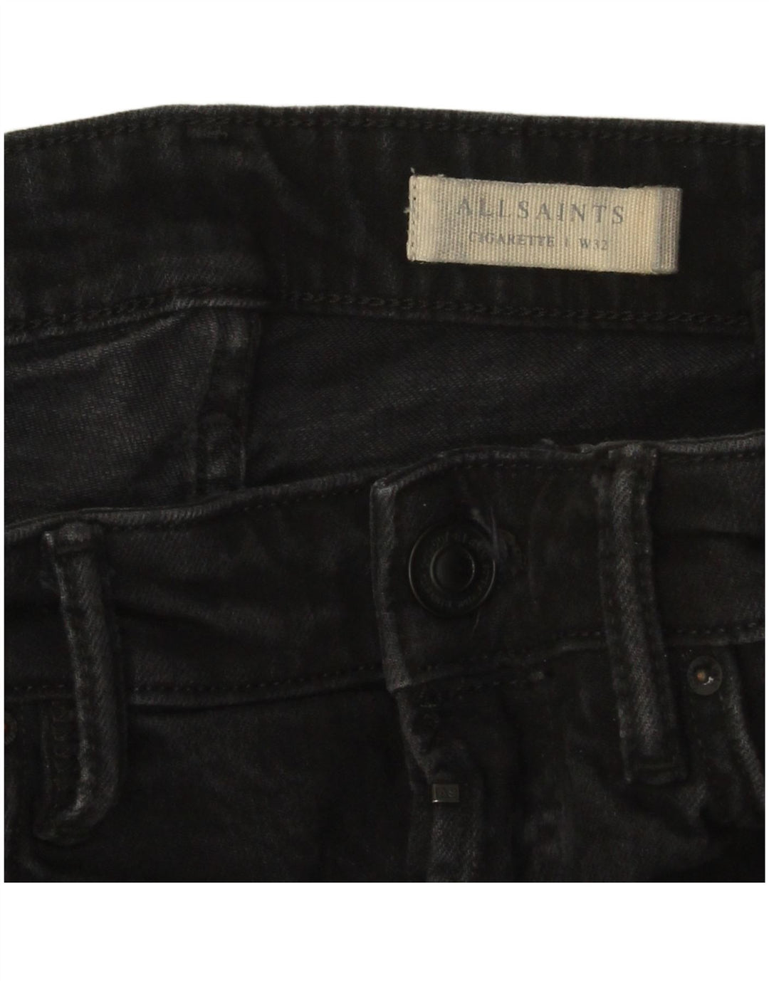 All Saints Vaqueros pitillo para hombre W32 L32 Algodón negro