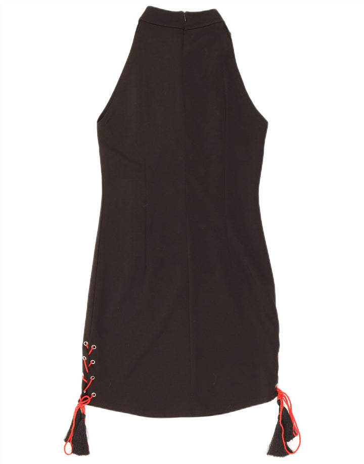 Vintage mujer vaina vestido Reino Unido 12 Medio Negro