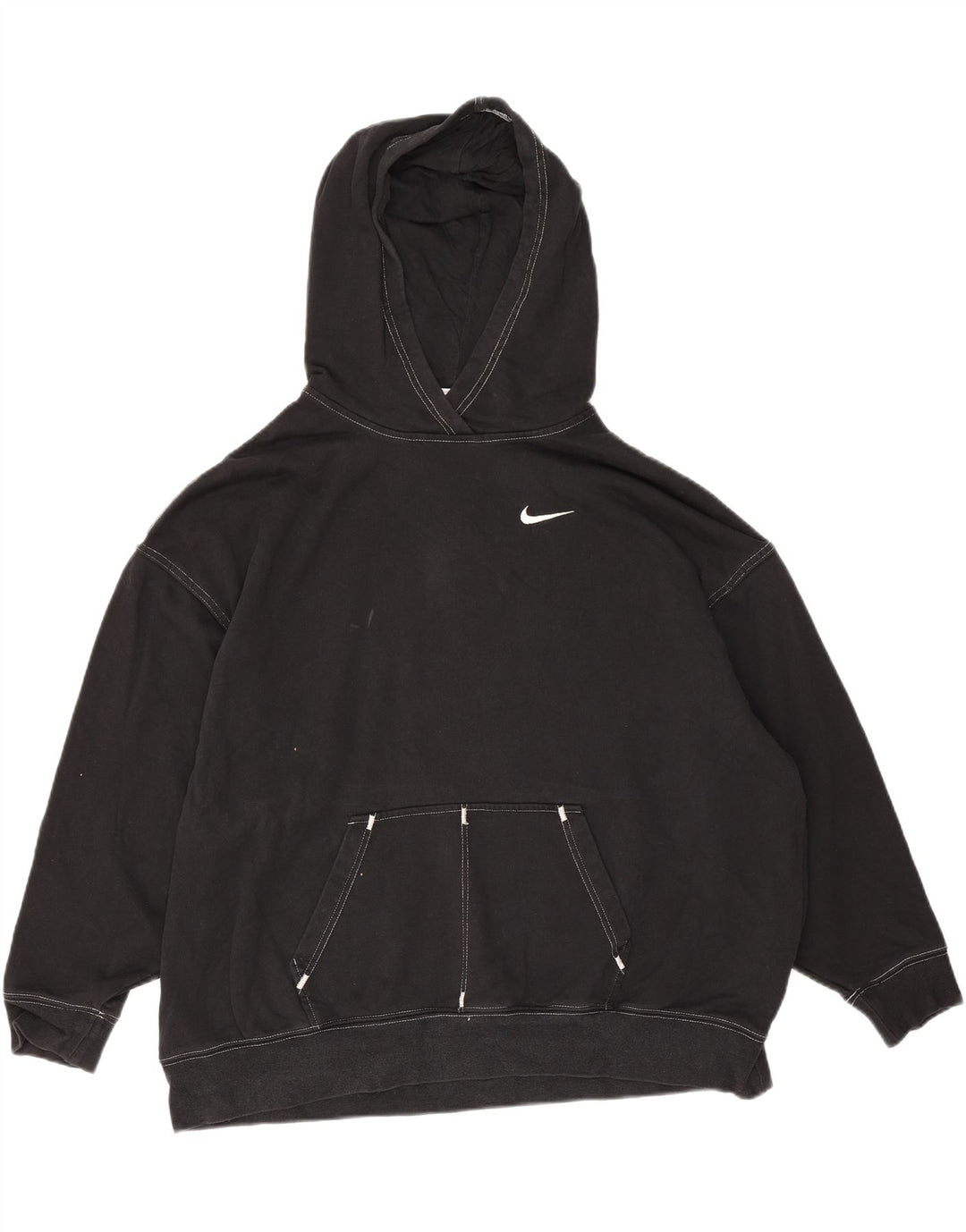 Nike Jersey con capucha extragrande para hombre, talla pequeña, algodón negro