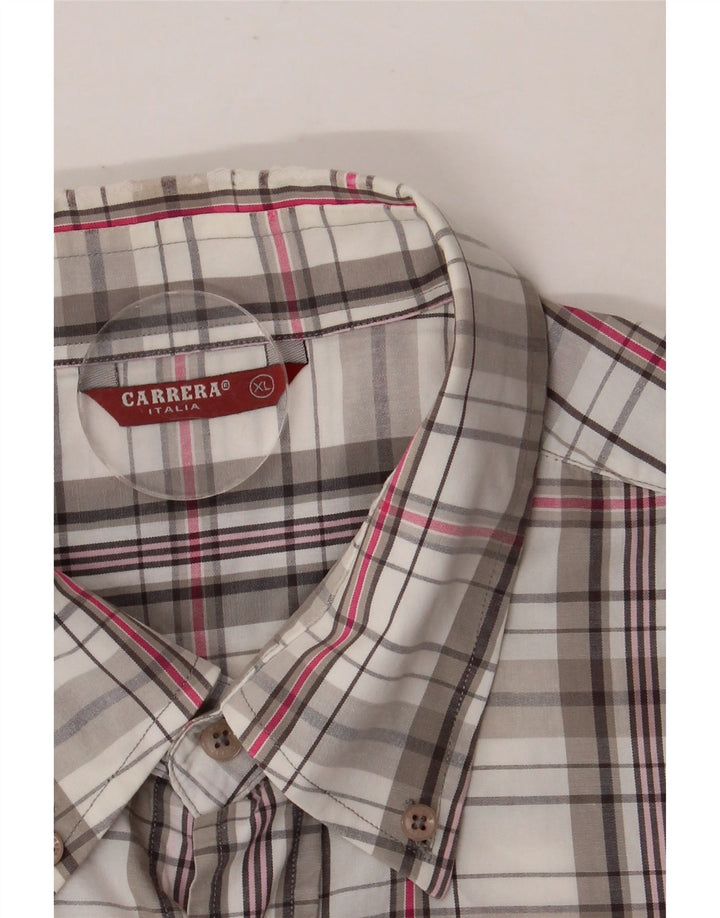 CARRERA Camisa Manga Corta Hombre XL Cuadros Multicolor