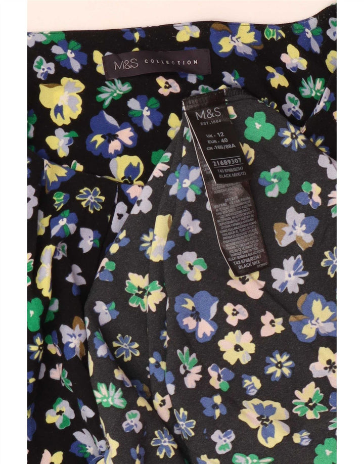 Marks & Spencer Blusa para mujer Top UK 40 Mediano Negro Floral Poliéster