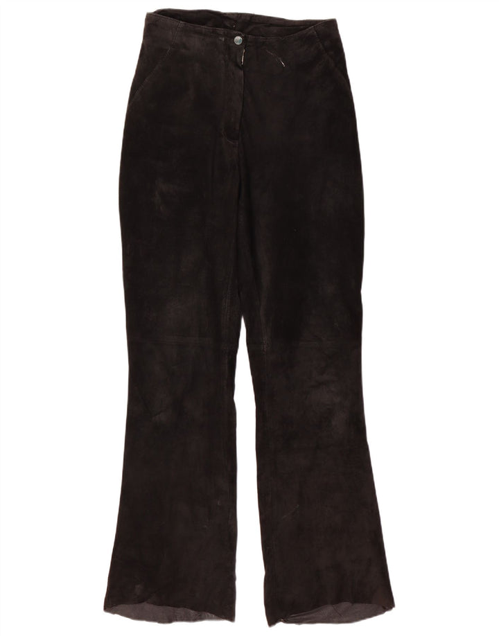 VINTAGE Pantalones de ante con corte de bota para mujer W28 L31 Cuero negro