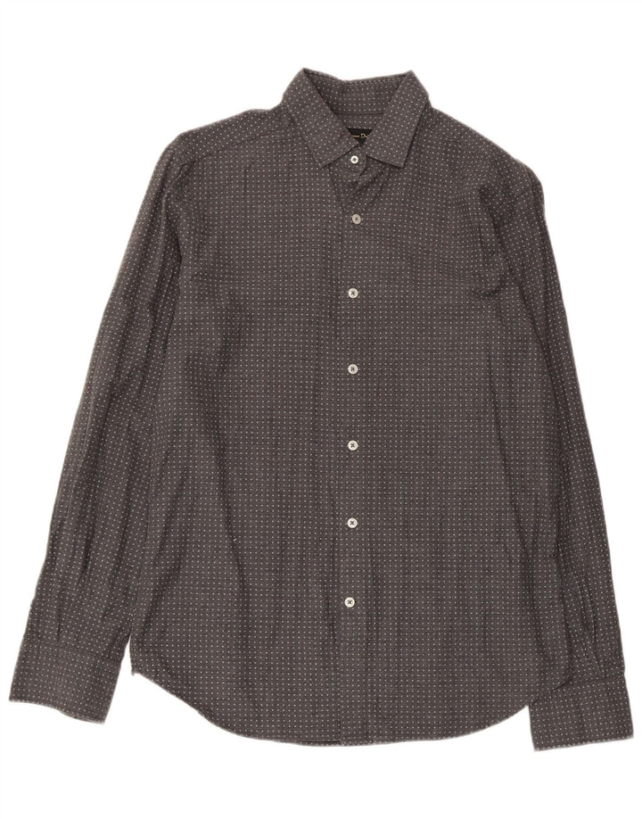 Camisa Massimo Dutti Hombre Algodón Geométrico Gris Medio