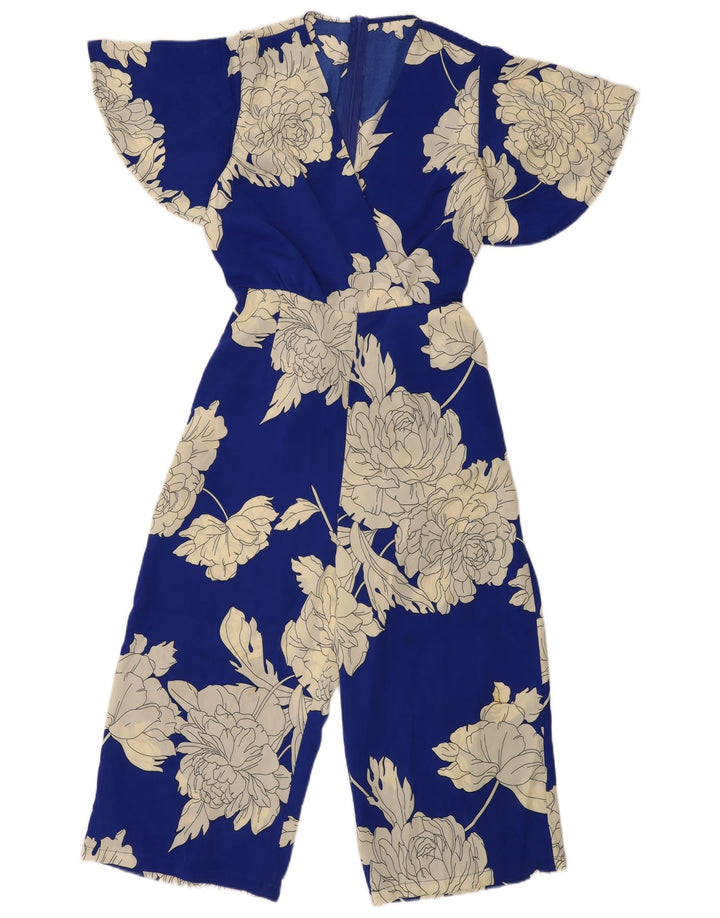 Vintage mujer mono Reino Unido 12 azul medio floral