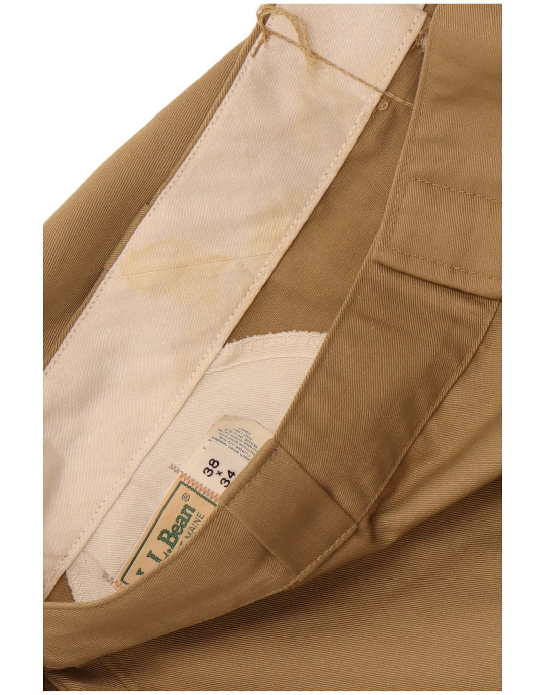 L.L.BEAN Pantalón chino recto para hombre W38 L34 Poliéster beige