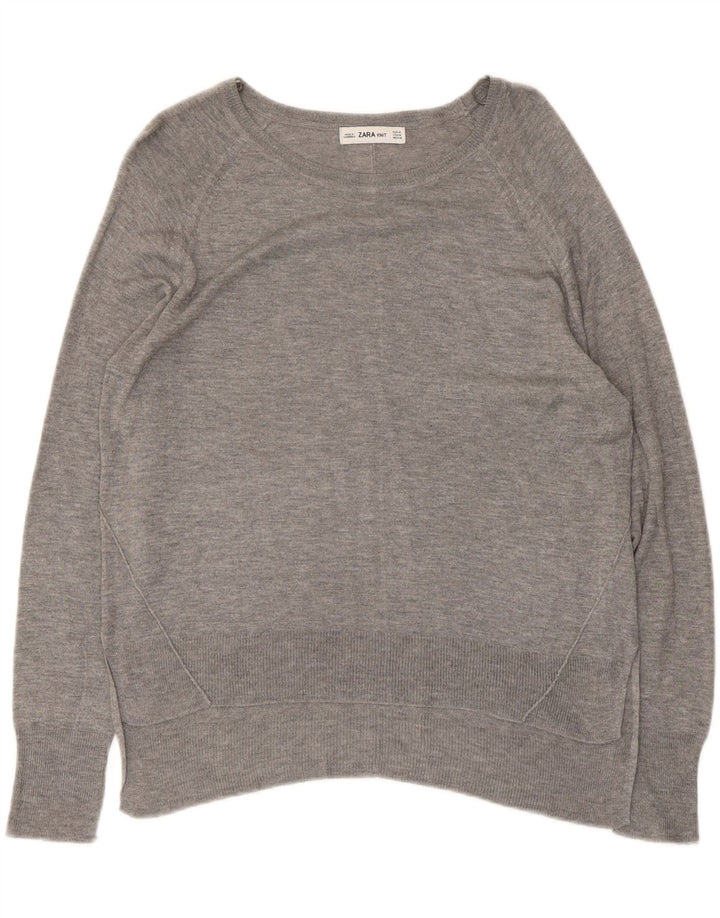 Zara Mujer Blusa Top UK 44 Gris Medio