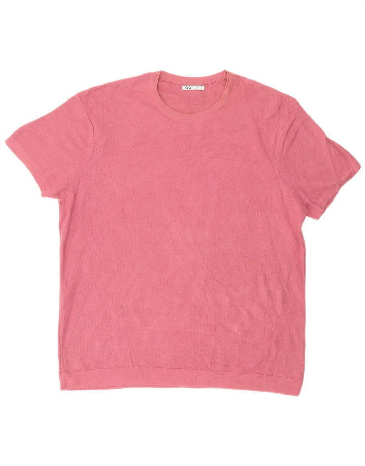 Zara Hombre Camiseta Top XL Rosa