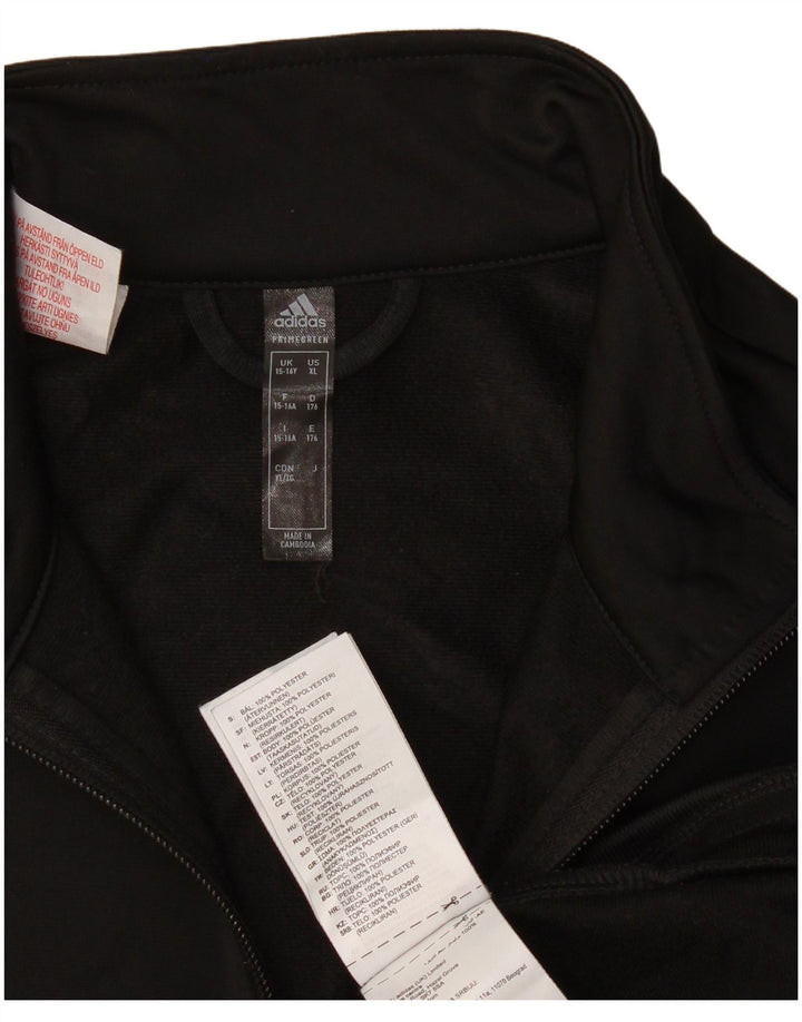 Adidas Boys Graphic Chándal Top Chaqueta 15-16 Años Negro Poliéster