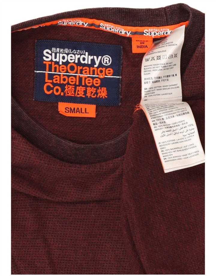 Superdry Hombre Top Manga Larga Pequeño Algodón Borgoña