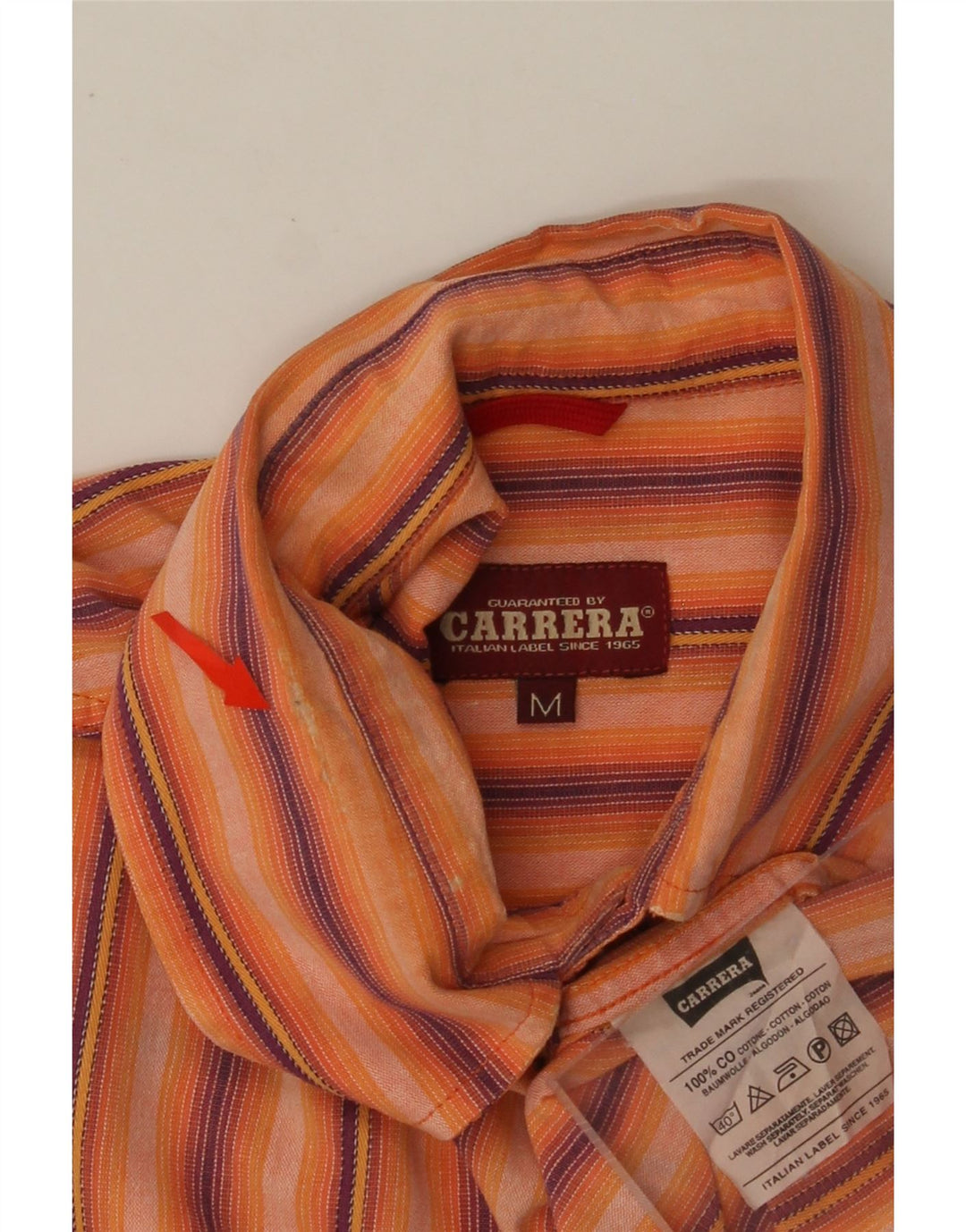 Camisa CARRERA Hombre Algodón Rayas Naranja Medio