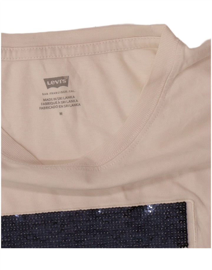 Levi's - Camiseta gráfica para mujer, talla 40, talla mediana, color blanco